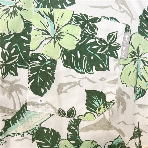 Columbia PFG Trollers Best Short Sleeve Fishing Shirt Small Green White - Picture 9 of 13